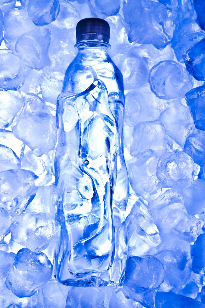water bottle on ice